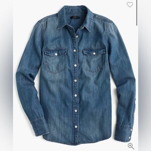 J.Crew Blue Western Chambray Denim Shirt 8P NWT